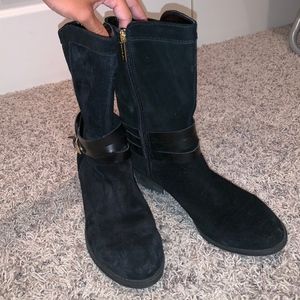 black suede booties